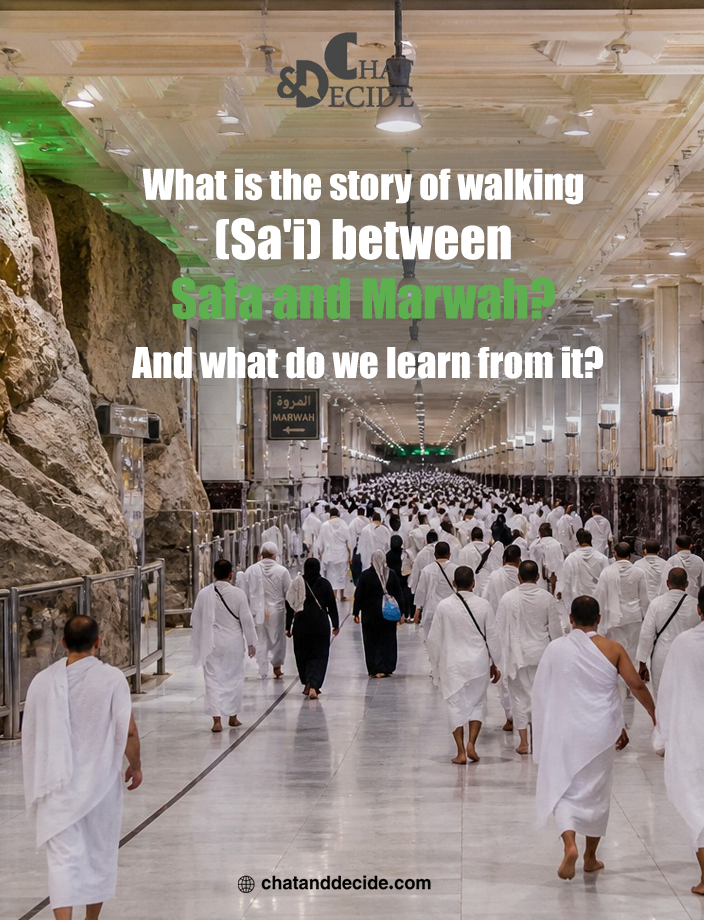 What is the story of walking (Sa'i) between Safa and Marwah? And what do we learn from it?